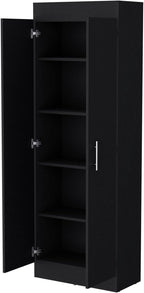 Dawson Pantry Cabinet with 5-Shelf Storage - Black for Kitchen Organization