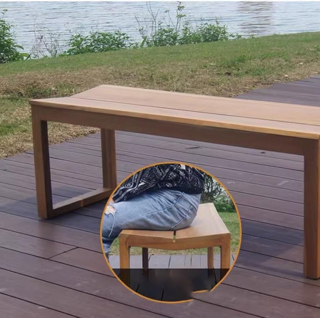 Patio Benches for Outdoors Waterproof Bench Solid Wood Park Chair Courtyard Balcony Teak Shoe Changing Garden Benches for Outdoors