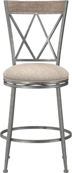 Hillsdale Stewart Indoor/Outdoor Swivel Counter Height Stool, Aged Pewter