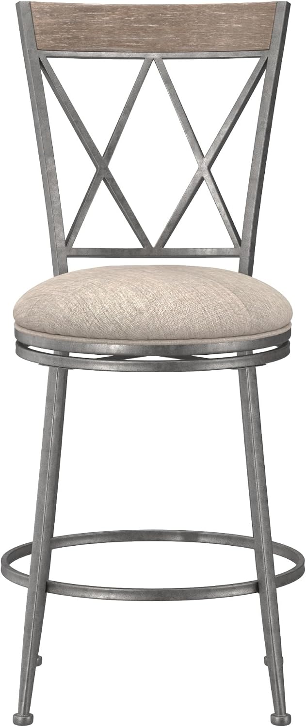 Hillsdale Stewart Indoor/Outdoor Swivel Counter Height Stool, Aged Pewter