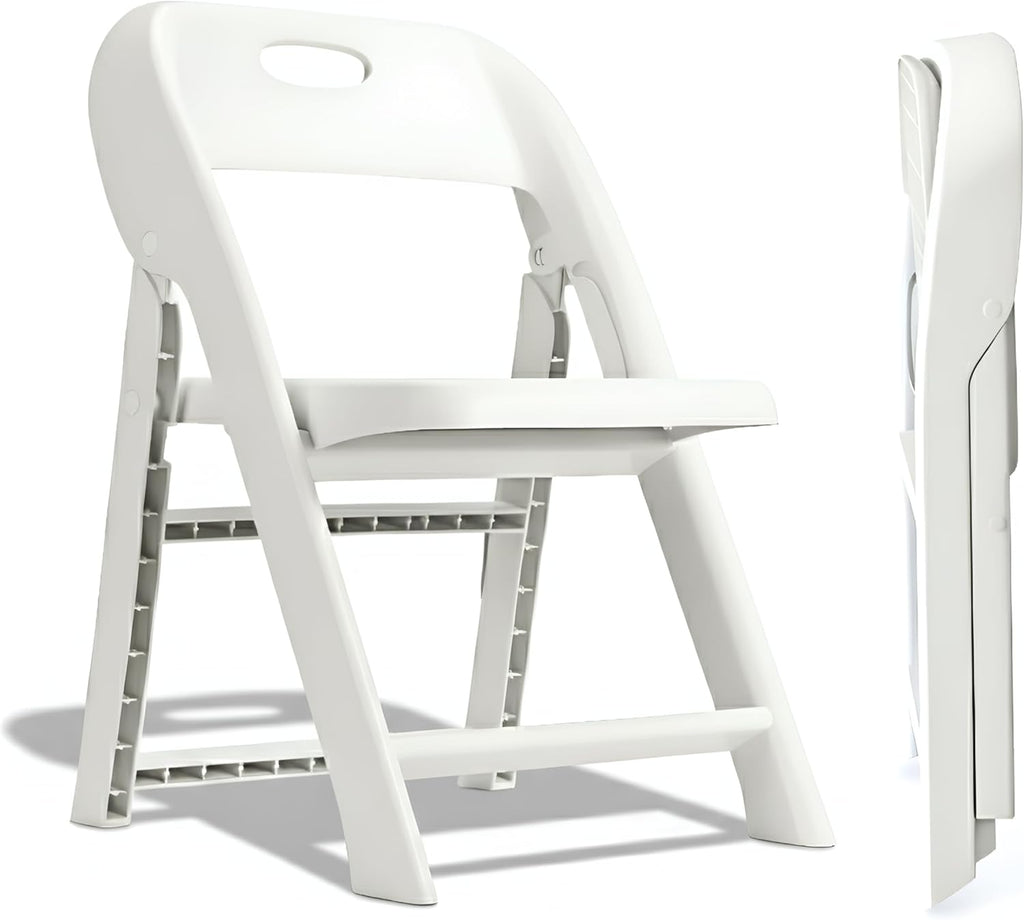 Giggle & Play 2 Pack of Kids Folding Chair with Backrest - Lightweight, Portable Toddler Chair for Indoor, Outdoor, Playroom & Classroom (White)