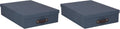 Bigso Oskar Canvas Fiberboard Document Letter Box - File Organizer Box for Important Paperwork - Document Storage with a Lid & Leather Handle - 3.3 in x 10.2 in x 13.8 in - Blue (Pack of 2)
