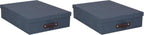 Bigso Oskar Canvas Fiberboard Document Letter Box - File Organizer Box for Important Paperwork - Document Storage with a Lid & Leather Handle - 3.3 in x 10.2 in x 13.8 in - Blue (Pack of 2)