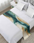 Teal Brown Bed Runners for Queen Size Beds, Decorative Bed Throws for Foot of Beds, Luxury Bedding Protector Slipcover Retro Contemporary Abstract Art Bedrunners & Scarves for Bedroom Hotel, 94"x20"