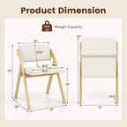 POWERSTONE Folding Chairs Set of 2 with Cushion, Modern Foldable Kitchen Dining Chairs with Rubber Wood Legs for Guests Home Office Wedding Party, No Assembly Natural