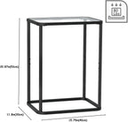 Garden 4 you Glass Side Table, Rectangle End Table with Metal Frame, Modern Bedside Table for Office, Bedroom, Living Room, Study, Small Spaces, Easy Assembly, 15.75 * 11.81 * 20.87 Inches, Black