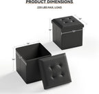 Storage Ottoman Bench, 15 Inch Ottoman Foot Rest, End of Bed Bench, Storage Chest for Living Room, Bedroom, Entryway, Black