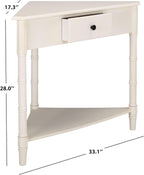 SAFAVIEH Furniture - Gomez 1-Drawer Corner Table - Ivory - Solid Wood - Classic Corner Storage Design - Ideal for Entryway, Living Room, Home Office, 33.1" W x 17.3" D x 28" H (AMH5709K)