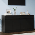 Housoul Buffet Cabinet (Set of 2), Coffee Bar Cabinet with 2 Doors and Drawer, Modern Sideboard Buffet with Adjustable Shelves for Kitchen, Living Room, Black