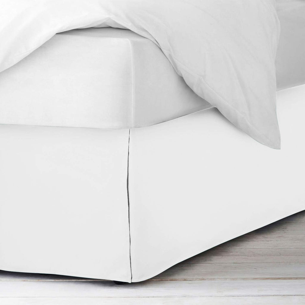 Luxurious Egyptian Cotton Tailored Split Corner Bed Skirt with 26-inch Drop Length - King Size (76 x 80) Color White (Solid Style) Made from 600 Thread Count