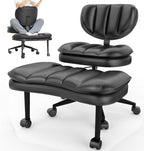 Extra-Wide & Tall Cross-Legged Office Chair – Deeply-Padded Cloud Seat, Ergonomic Back Support, Adjustable Height for ADHD & Meditation