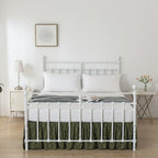Bed Skirt King Size Ruffled Bed Skirt with Split Corners, 18 Inch Drop Dust Ruffle Bed Skirts with Platform, Boho Tufted Shabby Chic King Size Bed Skirts, Olive Green