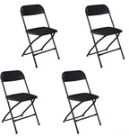Black Plastic Folding Chairs | Steel Frame, 350 lbs Capacity, Indoor/Outdoor, Set of 4