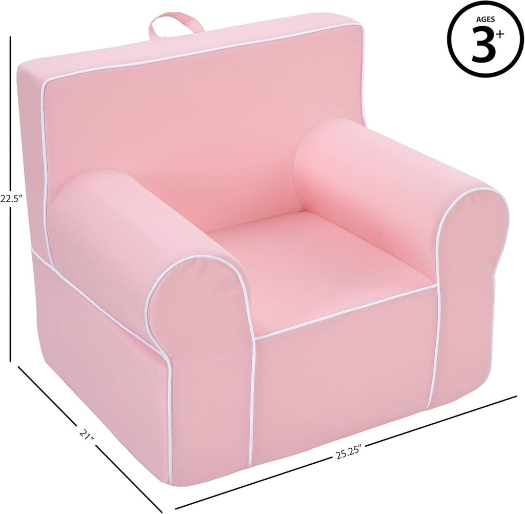 Heritage Kids Pink Everywhere Foam Armchair with Carry Handle and Removable Cover,25"x21"x22",Ages 3+