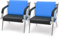 Waiting Room Chairs with Armrest, PU Leather Office Furniture, Lobby Conference Reception Chairs, Office Guest Seating for Clinic,Airport,Hospital,Barber,Salon,Bank (Blue & Black, 2-Seat)