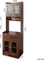 LUMISOL Modern Kitchen Pantry Cabinet with 2 Cabinets & Shelves for Dining Room, 70.87" Tall Cupboard Cabinet with Doors and Drawer, Kitchen Hutch with Microwave Stand for Living Room, Walnut