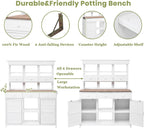 65.7" H Tall Garden Potting Bench with Hutch, 3 Shelves, 6 Drawers, 2 Cabinets, Side Hooks