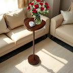 Small Side Table for Living Room, Drink Table, Coffee Martini Table with Pedestal Accent for Small Spaces, Sofa End Table, Coffee Tables for Bedroom, Rustic Brown Teardrop Shaped Tabletop