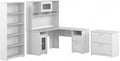 Bush Furniture L Shaped Desk with Hutch, 5 Shelf Bookcase and Lateral File Cabinet | Cabot Collection Corner Computer Table with Storage and Bookshelf | 60Wx23DX37W