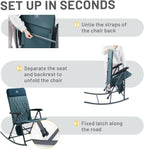 Timber Ridge 3-Level Adjustable Rocking Camping Chair, Ergonomic Padded High Back, Supports 300 LBS, Stable Anti-Tip Rocker, Hard Armrests for Easy Standing, Portable for Patio, Lawn & Tailgating