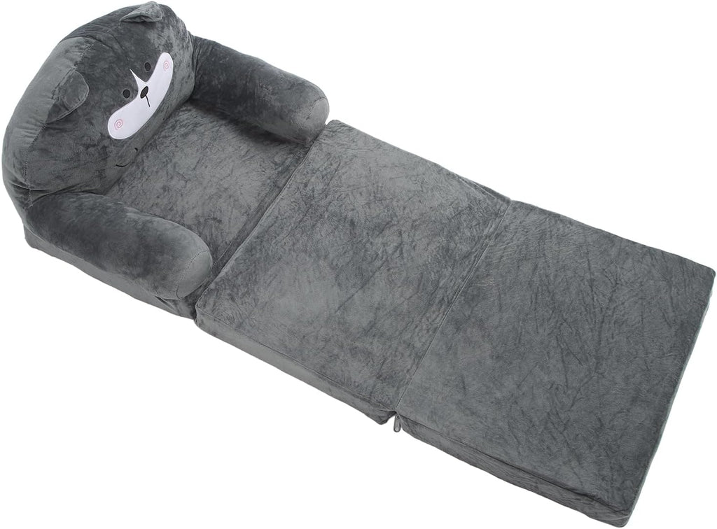 Baby Couch 2 in 1 Fold Out Kids Couch, Folding Out Toddler Chair, Soft Convertible Infant Seats Two Folds - Portable Design, Adorable Cartoon Animal, Ideal for Playroom and (Folding in thirds)