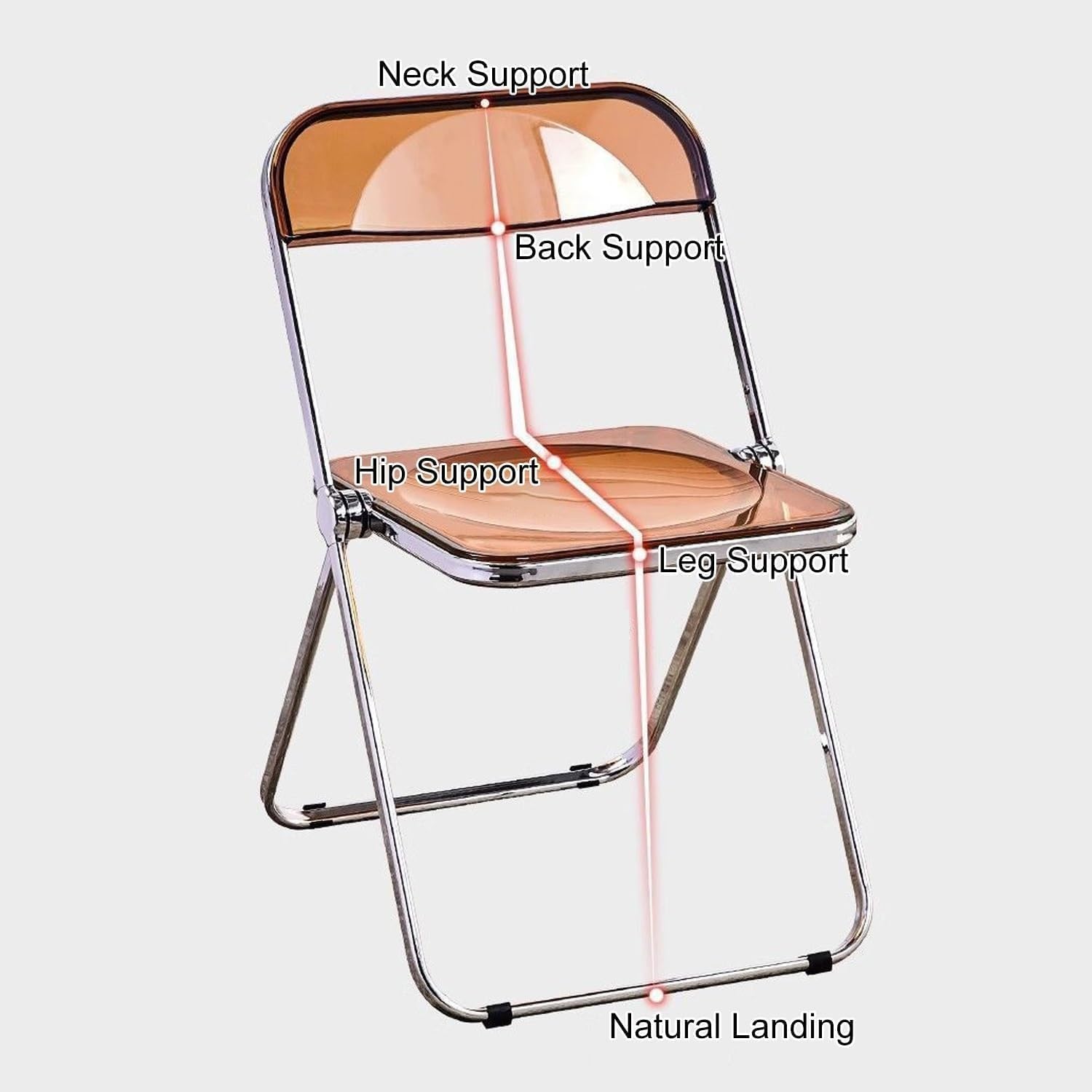 Acrylic Folding Chair with Electroplated Frame Multi Purpose Transparent Chair for Living Room Dining Room(Clear)