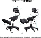 Saddle-Shaped Kneeling Chair,Ergonomic Posture Chair with Backrest and Wheels,45-60cm Adjustable Positions for Home and Office