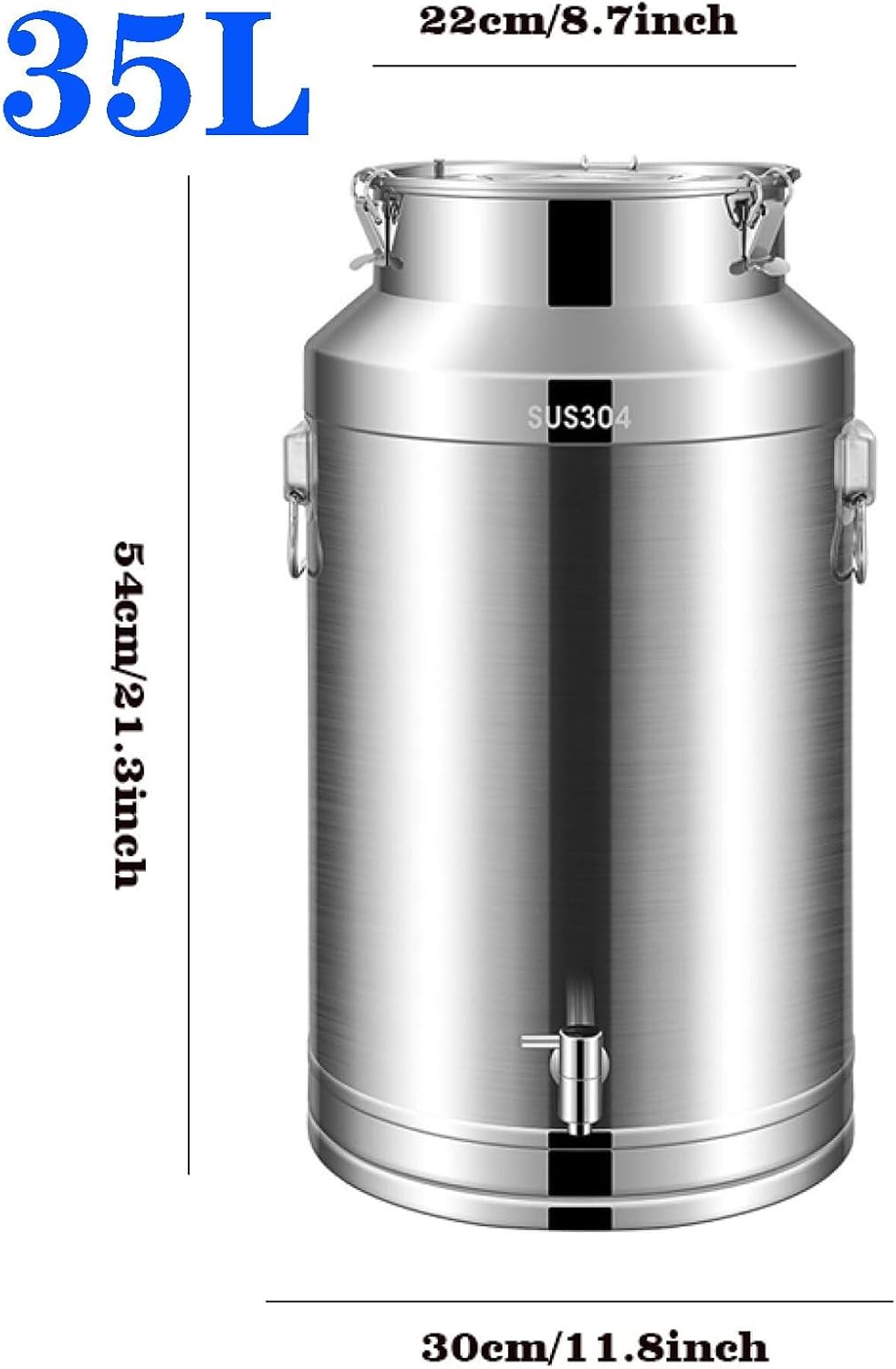 Milk Jug Sealed Tank 304 Stainless Steel Milk Transport Cans Bucket Milk Fermentation Tank Milk Wine Bucket Oil Tea Tank with Faucet for Liquid Storage and Transport(9.25Gal/35L)