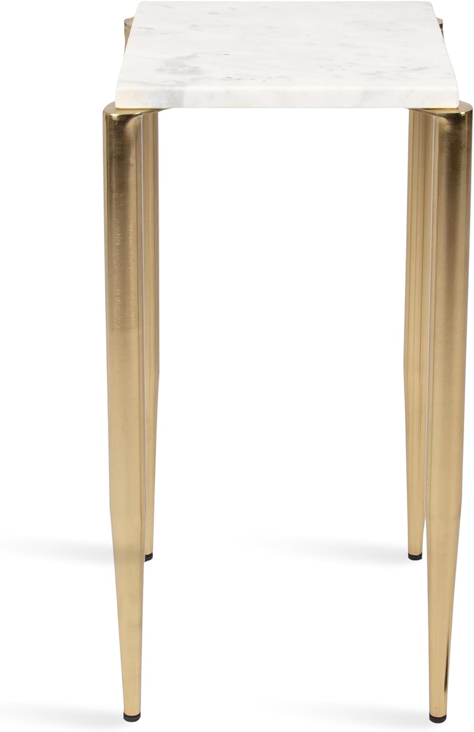 Kate and Laurel Lemaire Modern Square Marble Drink Table, 12 x 12 x 24, White Marble and Gold, Natural Marble Martini Table for Use as Small Plant Stand or Mini Nightstand