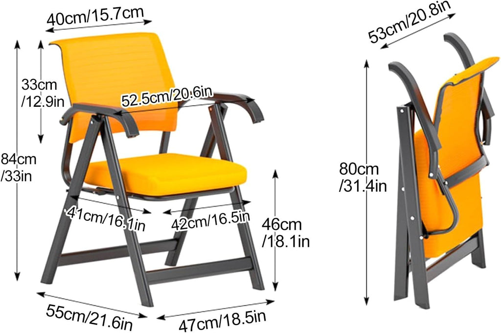 Folding Chair, Office Upholstered Folding Chair with Armrests, Stackable, Thick Cushion, Lumbar Support, Mesh Breathable Elastic Backrest, Suitable for Office, Training Room(Black)