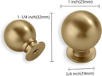 10 Pack 100% Solid 1 inch(25mm) Brushed Brass Cabinet Knobs Decorative Bi-Fold Door Knob Outside Diameter Diecast Bathroom Cabinet knobs