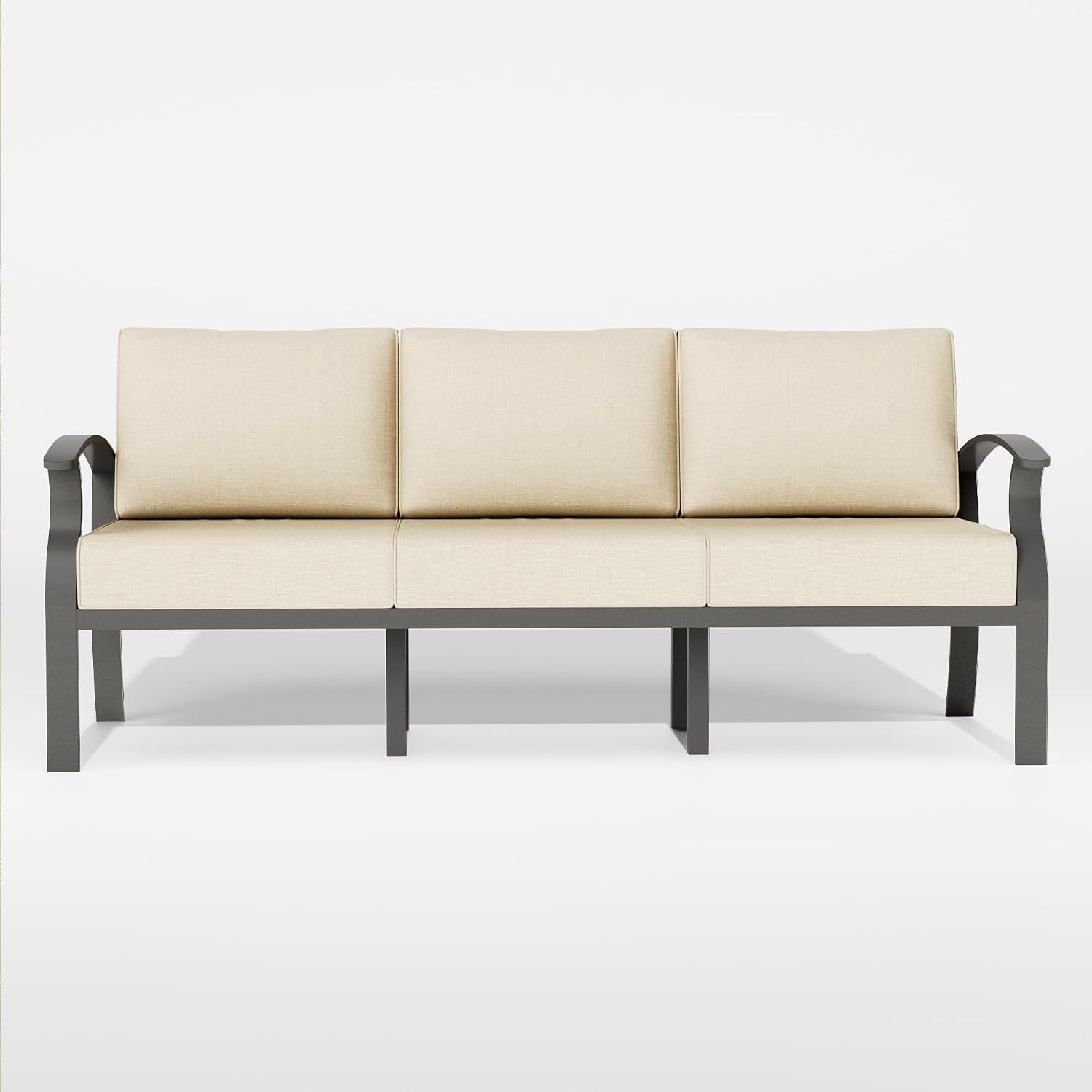 ALAULM Aluminum 3-Seat Patio Furniture Set, Metal Outdoor Furniture Sectional Sofas w/5.1" Cushions for Patio, Backyard, Poolside-Sand