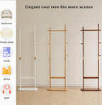 Aibiju Coat Rack Freestanding, Coat Tree with 2 Main Rods and Stable Design, Clothes Racks for Hanging Coats Clothes Suits Jacket, Easy to Assemble and Very Sturdy, Natural Wood Color USYD-202