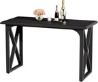Tribesigns 55-Inch Bar Table, Industrial Counter Height Table with Sturdy Metal X-Frame Legs, Rectangular High Top Pub Table for Small Spaces, Dining Room, Kitchen, Home Bar (Black)