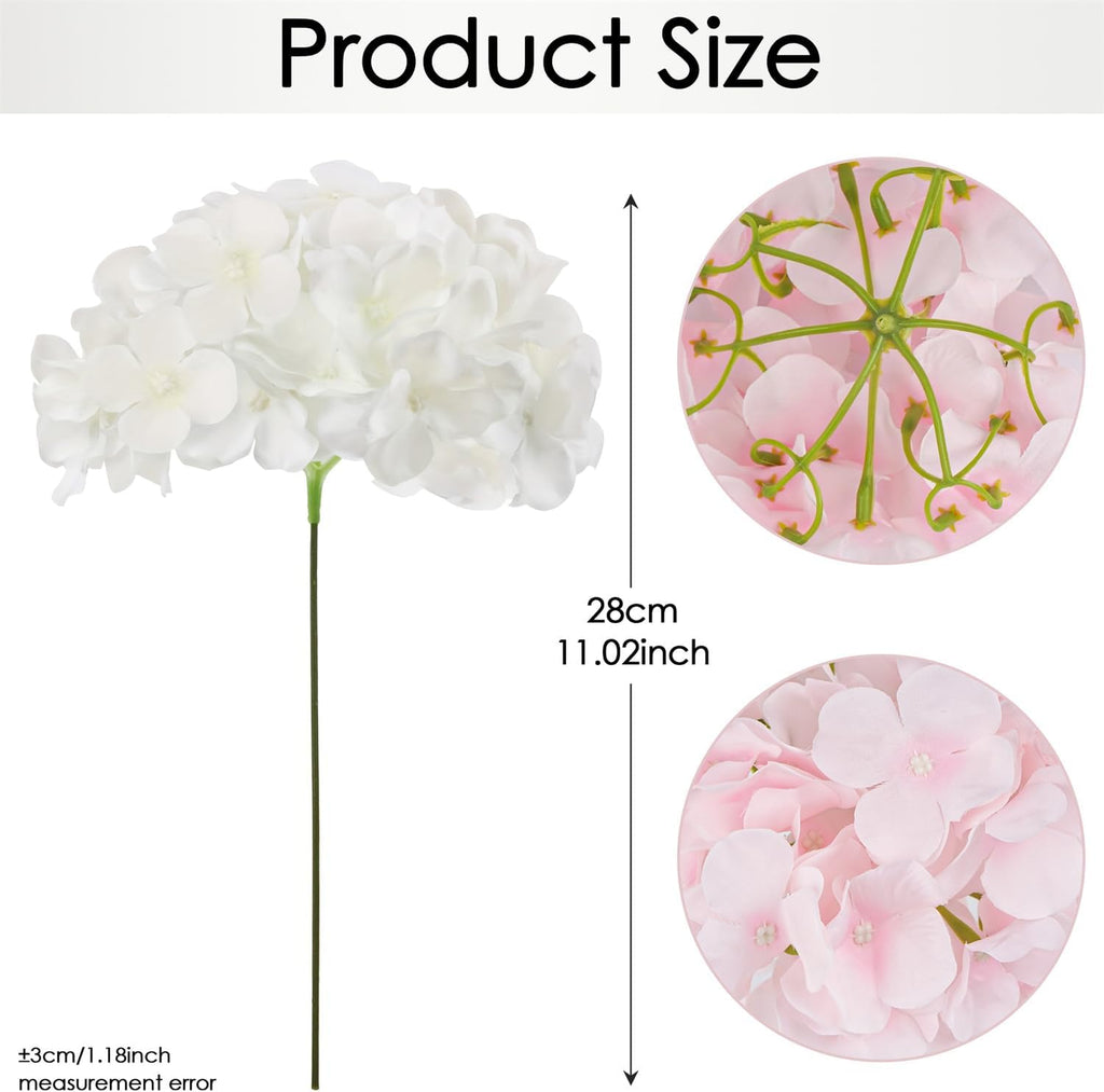 24PCS Light Pink Artificial Hydrangea Flowers with Stems, Silk Faux Hydrangea Heads for Baby Girl Shower & Nursery Decor