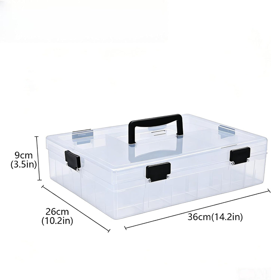 59 Grids Bead Organizer Box - Large Double Layer with Locking Lids, Clear Craft Storage Container (14.2"x10.2"x3.5") for Jewelry Beads, DIY, Fishing Tackle, Small Parts Organization