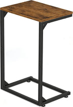 Simple Trending C Shaped End Table, Small Side Table, TV Trays for Couch, Sofa Table for Living Room, Bedside, Rustic Brown
