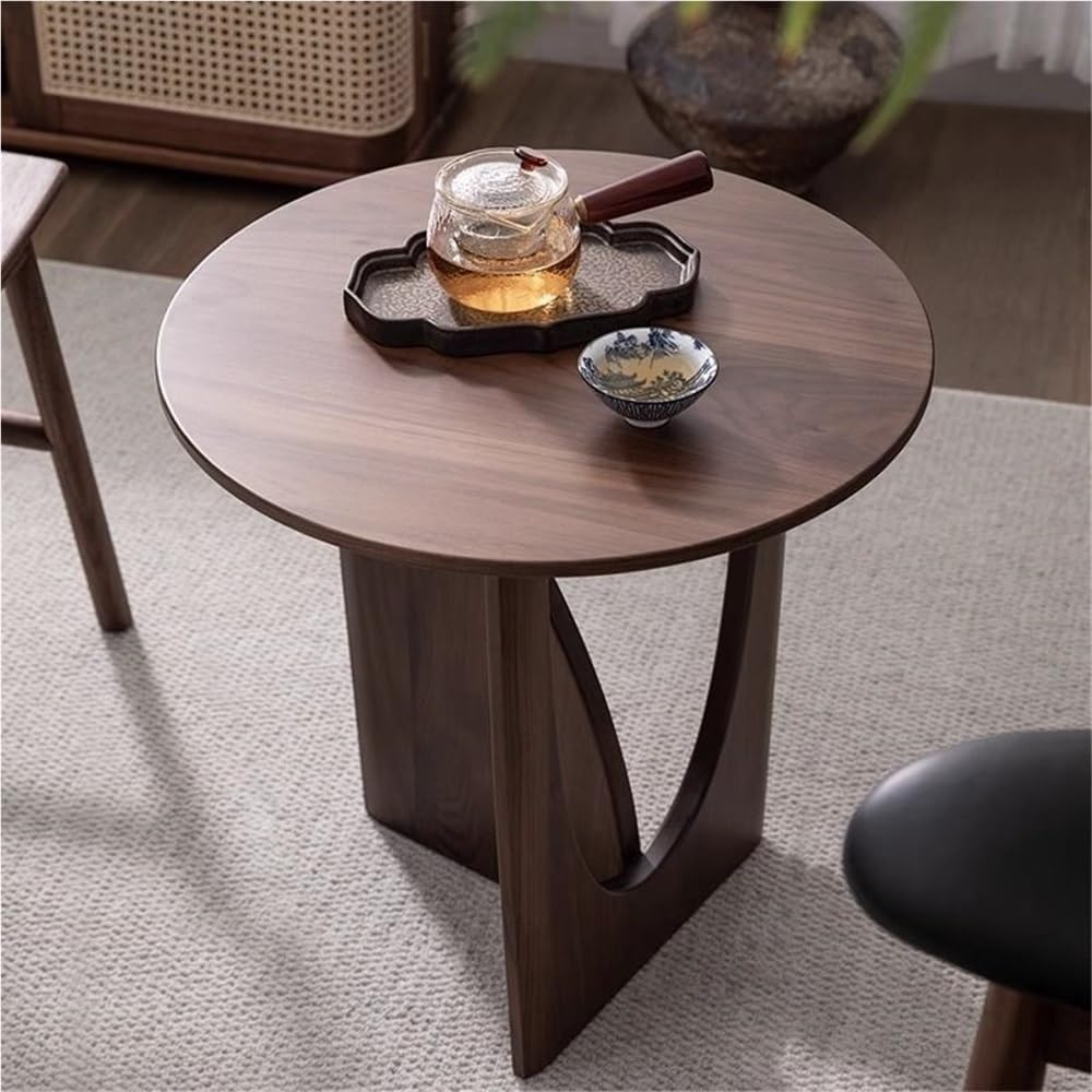 Wooden Round Side Table, Creative Small End Table for Small Spaces, Modern Night Stand, Accent Table Use in Living Room, Bedroom, Balcony(Natural)
