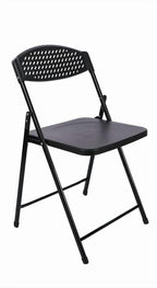 Lightweight Plastic Folding Chair, Portable, Breathable backrest, Non-Slip Rubber feet, Black.
