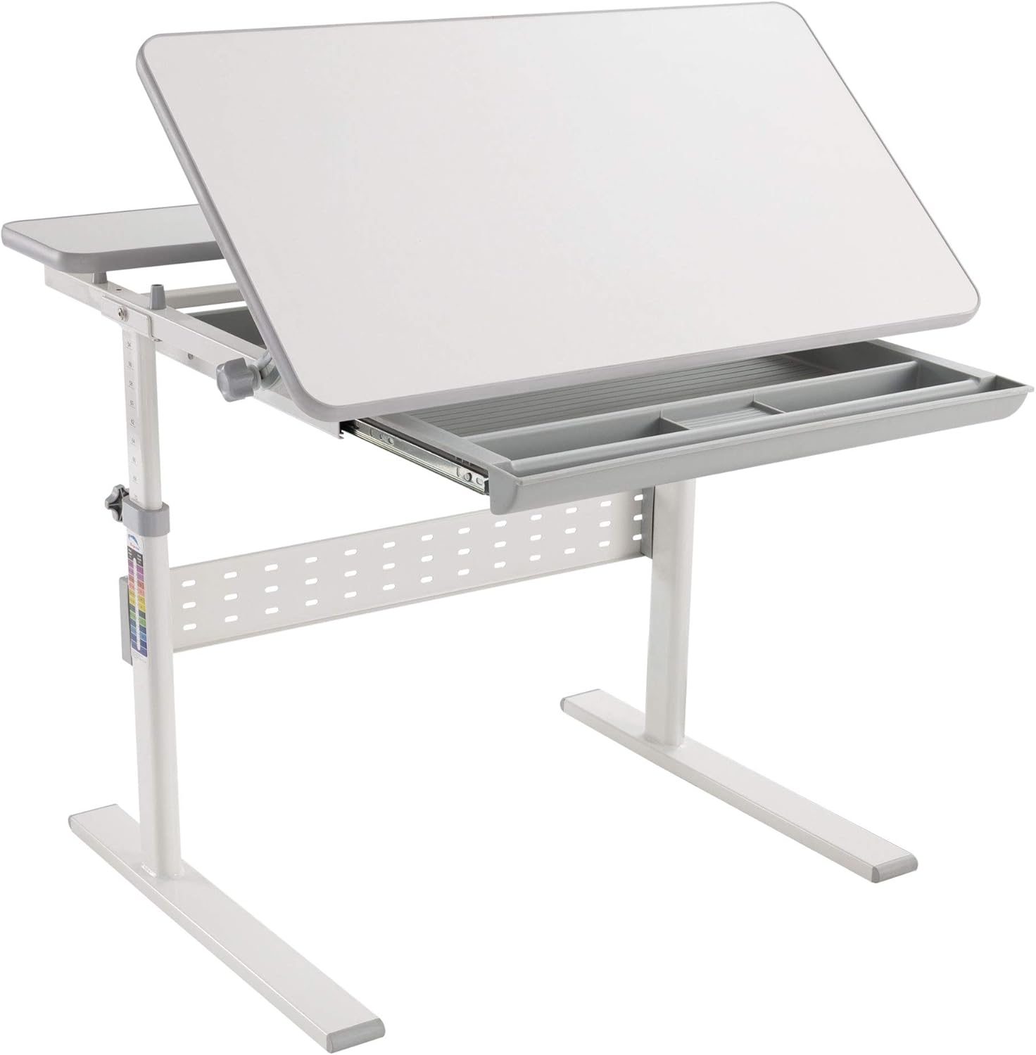 Mount-It! Kids Adjustable Desk with Tilting Desktop, Height Adjustable Study Table with Storage Drawer, Ergonomic Desk for Writing, Drawing & Homework, 31.5" x 26" Desktop Size (Gray)