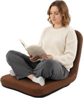 Adjustable Floor Chair with Back Support, Foldable Meditation Cushion Chair, Portable Floor Lounger for Adults, Gaming, Yoga, Reading, Removable Washable Cover, Sturdy Iron Frame,Coffee Brown