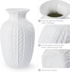 Lvases Matte White Ceramic Flower Vase, 10 Inch Unique Wheat Ear Textured Modern Large Vases for Trendy Home Decor Living Room Entryway Shelf Office Rustic Table Centerpiece (Matte White)