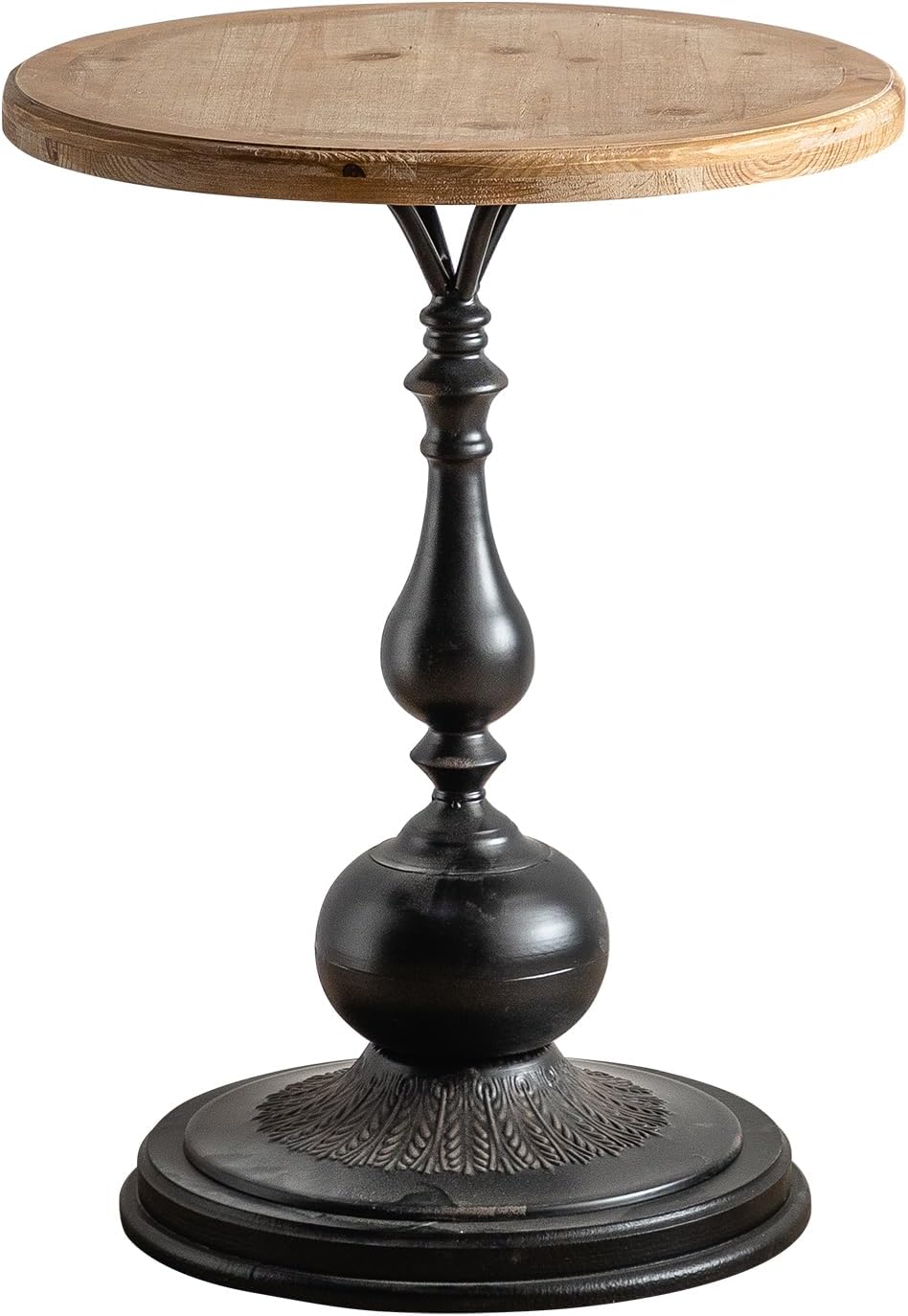 Maxax Black Round End Table, Retro Wood Pedestal Side Table for Living Room, Vintage Farmhouse Accent Furniture for Bedroom & Home Decor