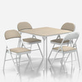 VECELO 5-Piece Folding Card Table Square and Chair Set with Collapsible Legs & Vinyl Upholstery,Portable for Indoor & Outdoor, Beige
