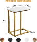 VECELO Universal C-Shaped Side Table, Multi-Functional Snack & TV Tray for Living Room, Bedroom, Gold (2 Set)