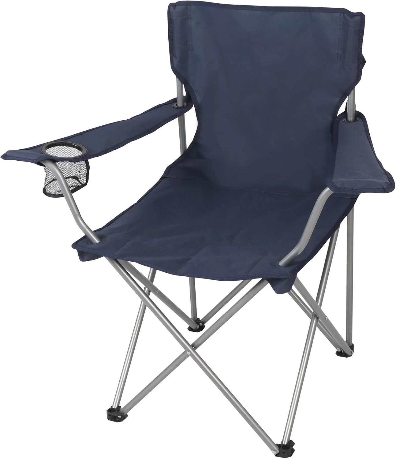 Four-Fold Camping Chair with Cup Holder, Dark Blue