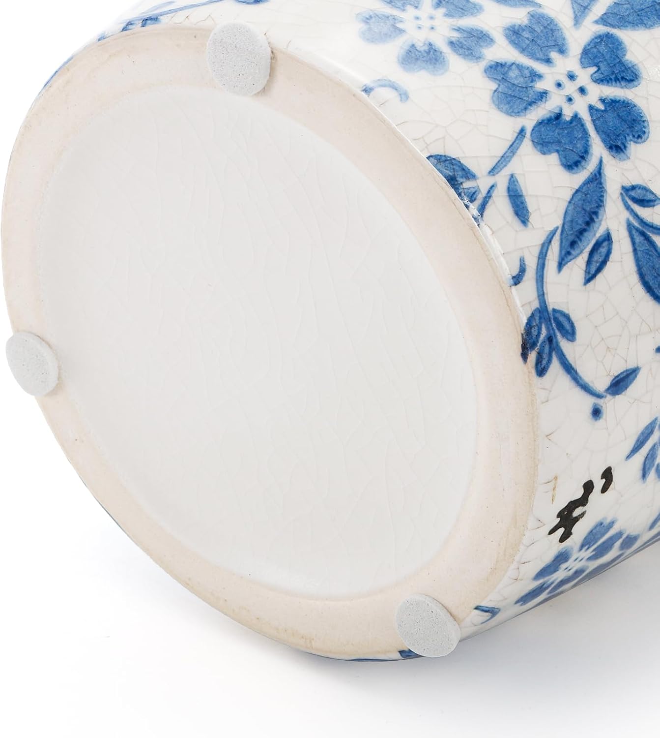 Goaste Vintage Blue and White Porcelain Vase, 7.7 Inch Chinoiserie Ceramic Flower Vase, Decorative Ice Crackle Pottery Vases, Handmade Oriental Floral Terracotta for Home Decor, Table Centerpiece