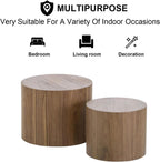 Nesting Coffee Table Set of 2, Modern Round Coffee Table with Non-Slip Feet, Walnut Wooden Circle Accent Tables for Small Spaces Living Room Bedroom Balcony Office Drum Side Table (Walnut)