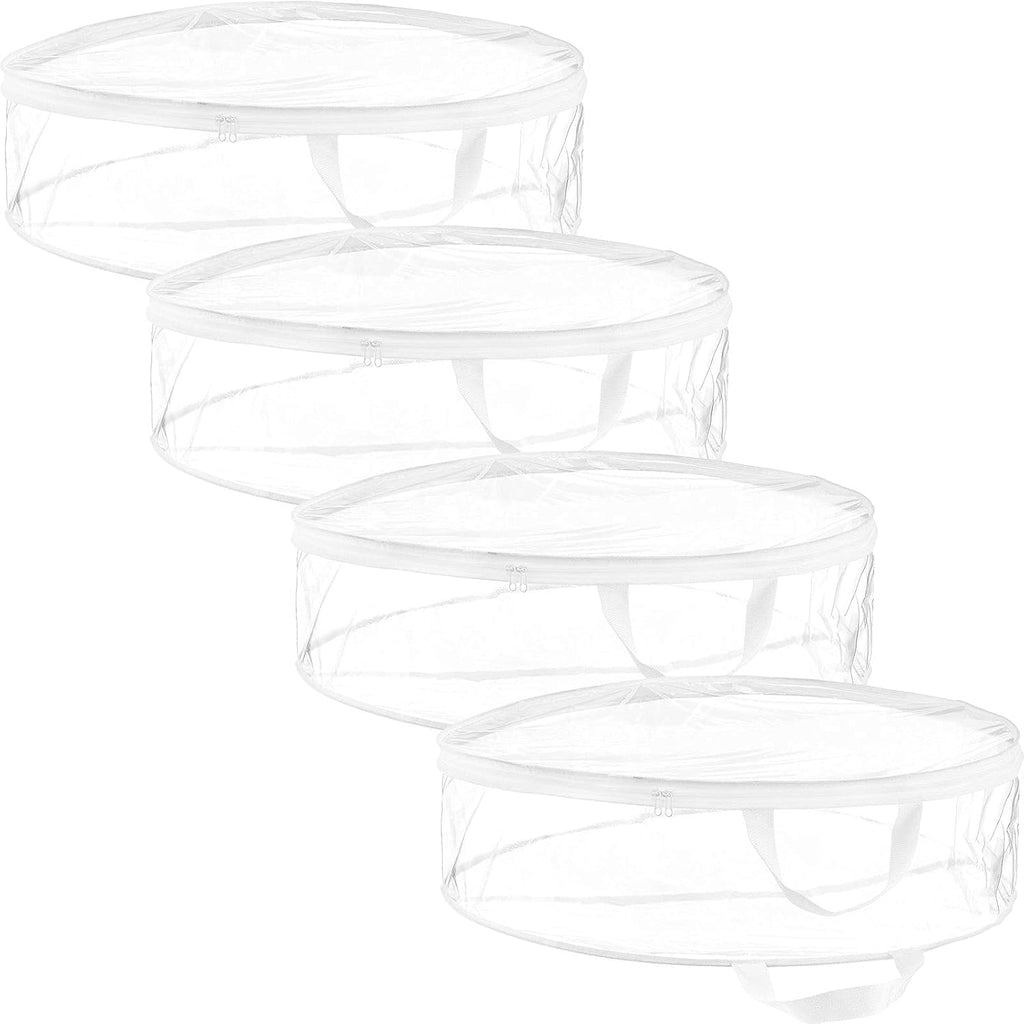 Shappy 4 Pieces Christmas Wreath Storage Container 30 Inch Wreath Plastic Storage Bags with Dual Zippers and Handles for Xmas Thanksgiving Holiday Artificial (Clear)