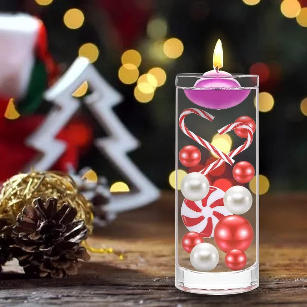 Christmas Vase Filler 10091 PCS Red White Vase Filler Beads Water Beads Candy Cane Christmas Vase Filler for Holiday Party Decor